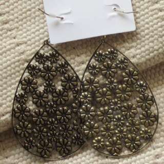   Big Hook Earrings Womens Jewerly Gift Enamel Flower Drop Shape  