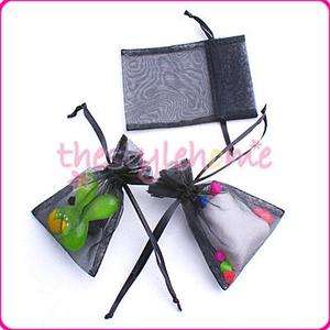 Black Organza Drawstring Jewelry Gift Pouches Bags 50pc  