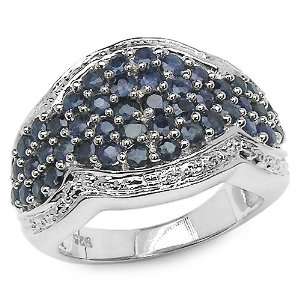  2.35 Carat Genuine Blue Sapphire Sterling Silver Ring 