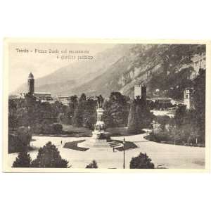  Postcard Piazza Dante and Public Gardens Trento Italy 