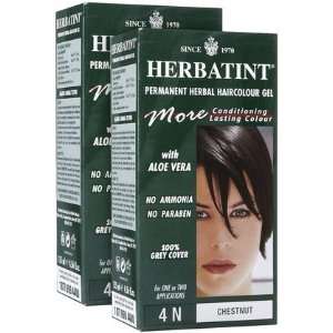  Herbatint Permanent Herbal Hair Color Gel, Chestnut, 4N, 2 