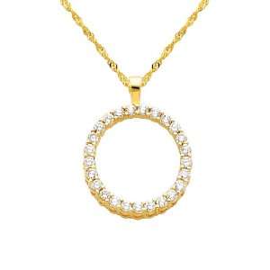Life CZ Cubic Zerconia Charm Pendant with Yellow Gold 1.2mm Singapore 