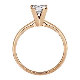 18k Rose Gold Solitaire Engagement Ring Princess Cut Diamond Setting 
