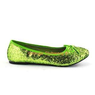   Lime Green Glitter Flats Shoes  PLEASER Shoes Womens Flats & Loafers