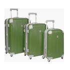   Hills Country Club Malibu 3 Piece Hardside Spinner Luggage Set   Green