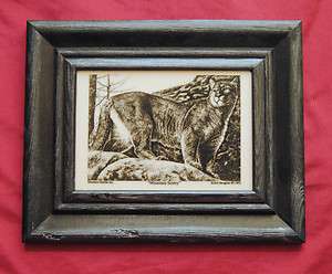 Rustic Framed   Wildlife   Mountain Lion   Etched Cultured Montana 