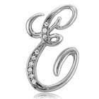 BERRICLE Silver Toned Initial Letter Brooch Pin   E   Jewelry Gift for 