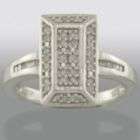 Sterling Silver and Diamond Emerald Shaped Ring