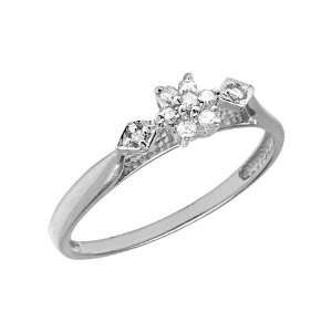  10K White Gold Diamond Cluster Ring (Size 4.5) Jewelry