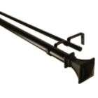 BCL Drapery Hardware Trumpeted Square Double Curtain Rod, Black Finish 