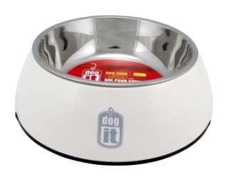 in 1 DOG DISH WATER FOOD STAINLESS STEEL BOWL WHITE  