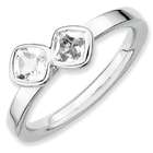   Sterling Silver Stackable Expressions Db Cushion Cut White Topaz Ring