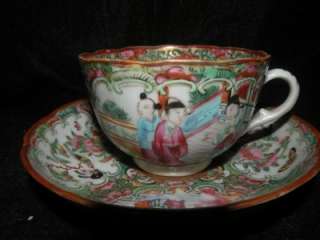 ANTIQUE ROSE MEDALLION CUP AND SAUCER  
