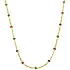   14k Gold Multi colored Enamel Station 18 inch Figaro Chain Necklace