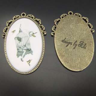 atq bronze Girl in bird cage charm pendants 5pcs 05305  