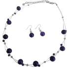   Crystals Floating Illusion Necklace Set With Amethyst Glass Beads