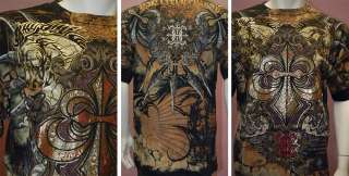 New MEN Print T Shirt Fleur De lis & Horse Design Sz XL  