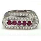 Sea of Diamonds 1 3/4 Carats Ruby & Pave Diamond 18k White Gold Ring