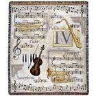 Simply Home Music to My Ears Violin Notes Trumpet Tapestry Throw 