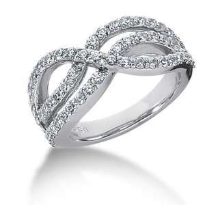  1.1 Ct Diamond Engagement Ring Wedding Band Round Pave 14k 