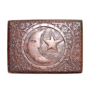   Keepsake Box from India with Moon and Star Top, 7x5 