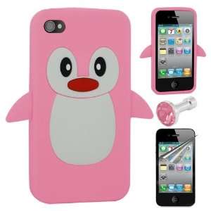  Bundle 3 Kits for Apple iPhone 4 4S  Penguin Silicone 