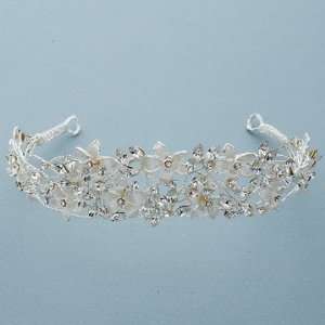  Silver Wire Crystal Floral Pattern Tiara or Headband 