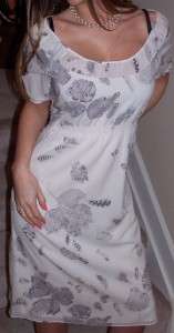THEORY Dazell Empire Floral Silk Dress S 4 6 NWT $415 BEIGE/GRAY