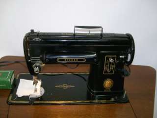 Singer Sewing Machine Model 301 with Spinet Cabinet & Attachments 
