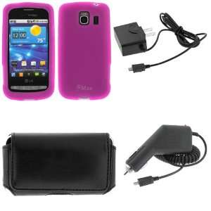 GTMax Hot Pink Silicone Skin Cover Case + Car Charger + Travel Charger 