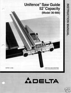 Delta Unifence Saw Guide 36 906 Instruction Manual  