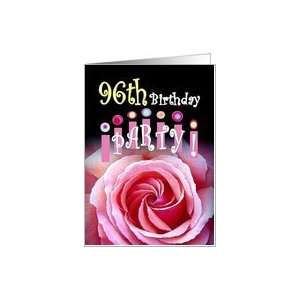  96th Birthday Invitation with Rose and Crown of Candles 