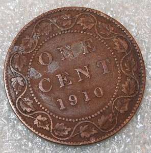 1910 Canada Canadian PENNY 1 one CENT LARGE cent COIN  