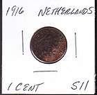 1916 Netherlands 1 Cent World Coins