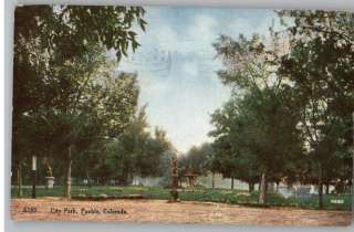 Old Postcard~City Park ScenePueblo,Colorado/CO  