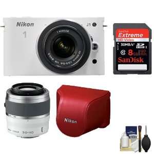Nikon 1 J1 Digital Camera Body with 10 30mm VR Lens (White) & 30 110mm 