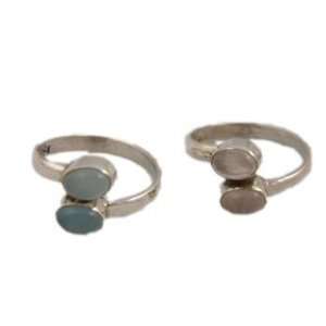   Toe Ring with Double Gemstones (Adjustable)   Rose Quartz Jewelry
