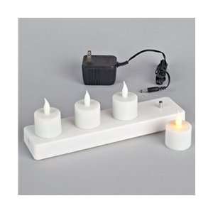  4 LED Tea Light Candles with Recharging Station: Home 
