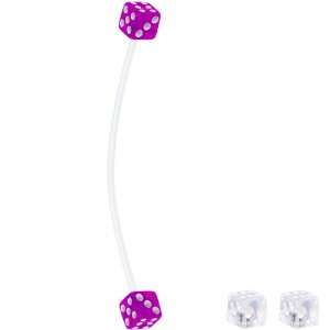  Clear and Purple Dice Pregnant Belly Button Ring: Jewelry