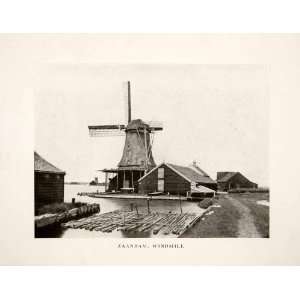 1932 Print Windmill Zaandam Holland North Sea Canal Amsterdam 