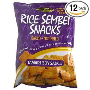 Masuya Rice Sembei Snacks, Soy Sauce, 4 Ounce Bags (Pack of 12)