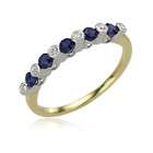 MyJewelryBox Sapphire Ring with Diamonds in 10K White and Pink Gold 