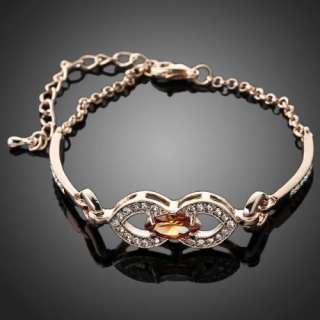   Rhinestone 8 Shape Bracelet Swarovski Crystal 18k Rose Gold GP  
