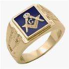 14K Gold Plate Mens Masonic Lodge Mason CZ Ring Size 12