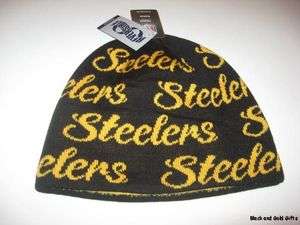 PITTSBURGH STEELERS OFFICIAL NFL LADIES KNIT HAT SCRIPT REVERSIBLE NEW 