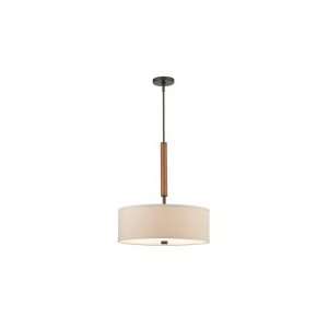   Light Mini Pendant in Sorrel Bronze With Wood with Etched White glass