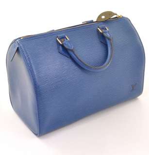 LOUIS VUITTON EPI Speedy 30 City hand Bag blue Leather E861  