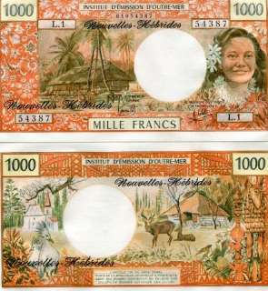 NEW HEBRIDES 1000 Francs 1975 P 20b UNC CV$185  