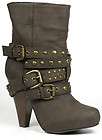 Brown Fashion Studded Buckle Ankle Bootie Boot 10 us