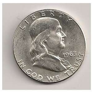   1963 Franklin Half Dollar in 2 x2 Plastic Coin flip 